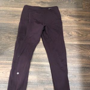 Purple leggings with pockets. Size 6